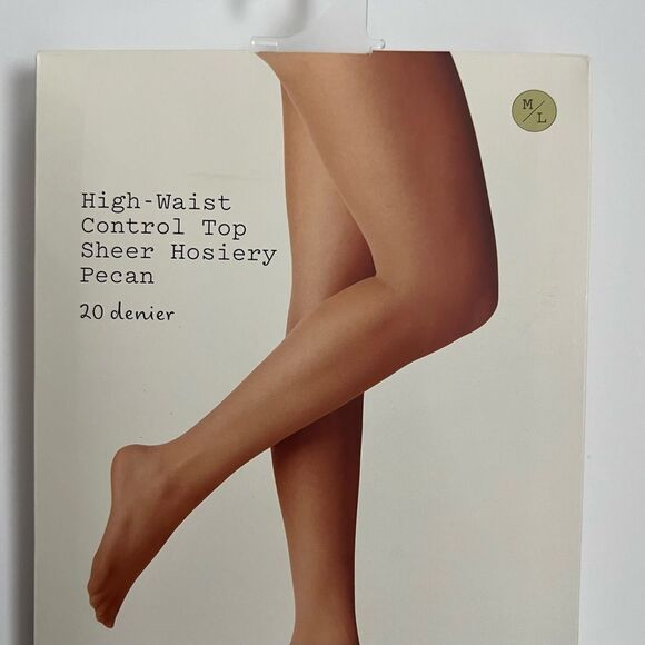 A New Day High Waist Control Top Sheer Stockings Tights - Pecan/Nude M/L - Picture 2 of 6